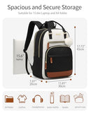 VANKANY Laptop Backpack for Women, Bookbag for Teacher Work College Back Pack with Charging Hole High School Backpack for Teen Girls Water Resistant, BeigeBlack Brown