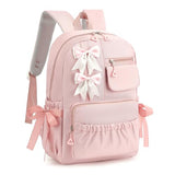 RTGNEI Girls High Middle School Backpack with Bows for Kids Kawaii Coquette Bookbag 5-12