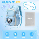 MOONBABY Girls Backpack for School, Kids Bookbag for Ages 6-12, Bowknot Cute Kawaii Ita Backpack With Sweet Heart Pocket, 17 Inches