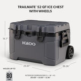 Igloo Trailmate 52Qt Wheeled Cooler, Insulated Hard Shell Ice Chest, Carbonite