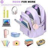 YOJOY Laptop Backpack 15.6 Inch College Backpacks for Women, School Backpack for Girls,Students Aesthetic Anti Theft Travel Daypack Large Bookbags Middle High School Back Pack(Purple)