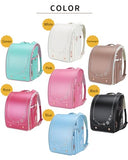 IwaiLoft Ransel Randoseru Backpack Automatic Satchel Japanese School Bag Cherry Blossom Sakura Embroidery PU Bookbag for Girls (White)
