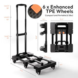 Voipvvii Folding Hand Truck 500lbs, Portable Heavy Duty Dolly Cart, 6 Wheels Collapsible Luggage Cart with 2 Elastic Ropes - Compact Trolley Cart for Easy Moving - Ideal Hand Cart for Travel and More
