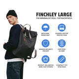 ORI LONDON Travel Backpack - Large Water-Resistant Nylon Rolltop Laptop Backpack for Men & Women - The Finchley - Burnt Blue