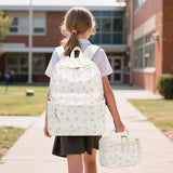 LEDAOU Backpack for Girls Kids Backpack with Lunch Box Preschool Kindergarten Elementary BookBag Primary School Bag Set (Pink bow)