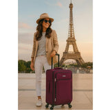 World Traveler Dejuno Jasper 24-Inch Lightweight Expandable Spinner Luggage - Burgundy