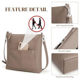 S-ZONE Leather Crossbody Bags for Women RFID Blocking Travel Purse Designer Shoulder Handbags Adjustable Strap