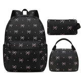 FADOVYE Waterproof Laptop Backpack for Girls Women, Water Resistant College School Backpack Casual Daypacks with Lunch Box Pencil Case (Bows-Black)