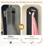 KEETDY Wedding Dress Garment Bag for Travel with 4" Gusseted Long Hanging Dress Bags for Gowns for Women Garment Cover Clothes Storage for Closet (Black, 72 inch)