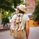 VAZUOOL Canvas Laptop Backpack, Vintage Daypack for Men Women, Travel Rucksack Work College Computer Bag Bookbag Fits 15.6 Inch Laptop, Brown
