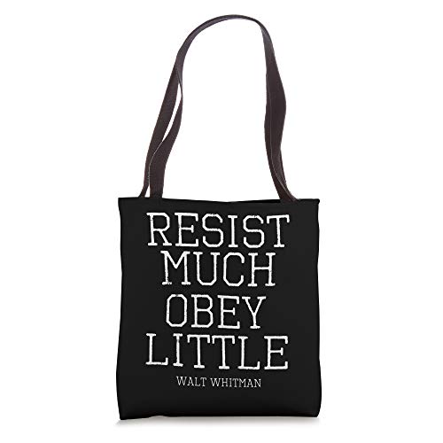 Walt Whitman Resist Much Obey Little Vintage Text Quote Tote Bag | Backpacks4Less