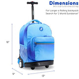 J World Sunrise Kids Rolling Backpack with Wheels for Girls Boys, Roller Bookbag for School, 18 x 13 x 9 Inches, Blue Gradient