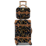 Chariot Regal Vintage Style 2-Piece Hardside Carry-On Retro Train Case Spinner Luggage Set - Black