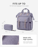 LOVEVOOK Laptop Backpack for Women, 15.6 inch Teacher Nurse Work Bag with Giant Tumbler Holder (Fits Handles), Waterproof Travel Backpack Purse, Anti-Theft College Computer Bag with Pouch, Purple