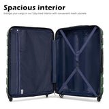 Coolife Luggage 3 Piece Set, Lightweight Durable Hardshell Suitcase set with 360° Spinner Wheels, TSA-approved Lock, Checked Family Travel Luggage sets, 20/24/28 Inch, Dark Green