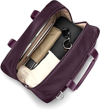 Briggs & Riley Weekender Tote Bag for Women & Men - Nylon Tote Bag for Weekend Travel & Work, Carry On Handbag with Shoulder Strap, Smooth Zipper, Fits 15" Laptop - Rhapsody Collection, Plum