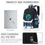 RM Family School Backpack for Boys Print Backpack Teenagers Anime Large School Bag Outdoor Reflective Daypack.Luminous Pattern Travel Laptop Backpack - With Usb Charging Port Headphone port(Blue)