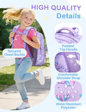 VASCHY Kids Backpack 16"(17.5L) Water-Resistant School Backpack for Girls–Elementary & Primary School Bookbag, Lightweight with Multiple Pockets Purple Flutter