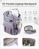 LOVEVOOK Laptop Backpack for Women, 15.6 inch Teacher Nurse Work Bag with Giant Tumbler Holder (Fits Handles), Waterproof Travel Backpack Purse, Anti-Theft College Computer Bag with Pouch, Purple