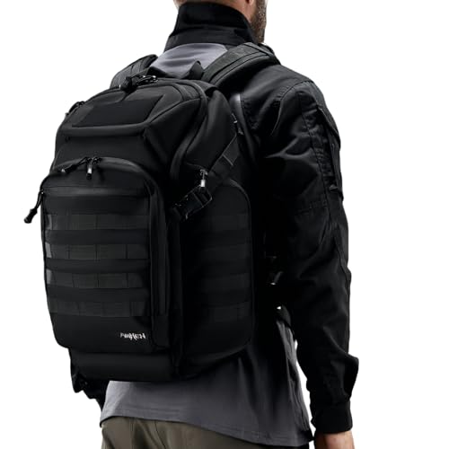 AMHEH 32L Tactical Laptop Backpack, 17 Inch Suspended Compartment, Black