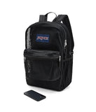 JanSport Eco Mesh Backpack, Red Tape, 17” x 12.5” x 6” - Large Semi-Transparent Bag for Adults with Laptop Sleeve, Padded Back Panel, Black