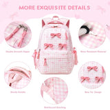 Similove Backpack for Girls Corduroy 3PCS Bow School Bookbag for Teen Girl with Lunch Box & Pencil Pouch Lightweight Laptop Backpack for Middle High Elementray School Travel Daypack