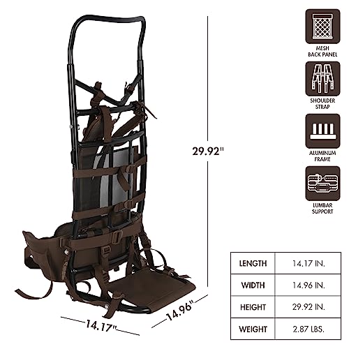 TIMBER RIDGE Aluminum External Frame Hiking Backpacks with Adjustable Height, Lightweight & Foldable for Camping, Hiking, Travel, Outdoor