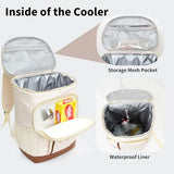 Cooler Backpack Insulated Waterproof 35 Cans, Soft Side Beach Cooler Bag with Two Compartments,Portable Lightweight Back Pack Ice Chest for Travel,Camping(White)