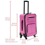 Rockland Pasadena Softside Spinner Wheel Luggage, Pink, Carry-On 20-Inch