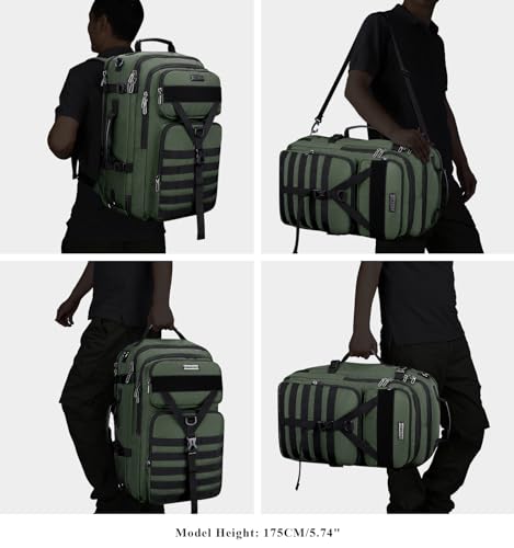 WITZMAN Carry On Travel Backpack for Men Large Convertible 45L Duffle Bag Airline Approved and Toiletry Bag Lightweight Hanging Bathroom Bag Water-resistant Dopp Kit