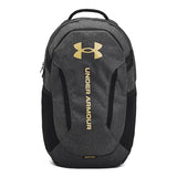 Under Armour Unisex-Adult Hustle 6.0 Backpack, (005) Black Full Heather/Black/Metallic Gold, One Size Fits Most