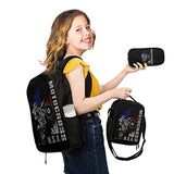 Giwawa Motocross Vehicle Teens School Backpack Set American Flag Canvas Girls Boys School Bags Travel Bookbags 3 in 1