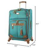 Steve Madden Designer Luggage - Checked Large 28 Inch Softside Suitcase - Expandable for Extra Packing Capacity - Lightweight Bag with Rolling Spinner Wheels (Harlo Teal Blue)