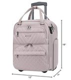 KROSER Carry On Underseat Multi-functional, 16-inch Underseater Lightweight Overnight Suitcase for Women, Dusty Pink