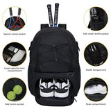 Goloni Tennis Backpack, Tennis Bag with Fence Hook & Ventilated Shoe Compartment, Holds 2 Tennis Rackets, Waterproof Sports Backpack for Men Women, Ideal for Tennis, Pickleball, Badminton