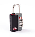 SwissGear TSA-Approved Travel Sentry Combination Luggage Lock with Resettable Combo and Inspection Indicator, Black, One Size