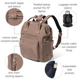 Baggallini Securtex Anti-Theft Windsor Backpack for Travel, Work & College, RFID & Locking Zipper, Up to 16" Laptop
