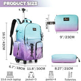Rolling Backpack for Girls Backpack with Wheels for Teens Boys Kids Rolling Backpacks for Travel School Backpacks with Wheels for Teens with Lunch Box
