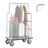 VEVOR Hotel Luggage Cart, Brushed Stainless Steel Finish Bellman's Cart, 1200 LBS Valet Cart with Grey Carpeted Deck and 8-inch Rubber Wheels, Ideal for Hotels, Condos, Resorts, Silver