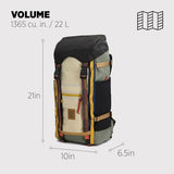 Topo Designs Rover Trail Pack 22L, Molded Back Panel, Waist Belt, Water Bottle Pockets (Bone White/Beetle)