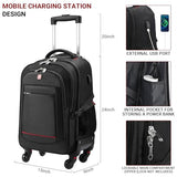 star cloud 4-Wheel Checked Rolling Backpack Extra-Large Roller Travel Laptop Backpack for Business, Water-Resistant Luggage, Backpack with Wheels for Commuting