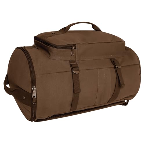 Rothco Convertible Canvas Duffle Backpack – Outdoor Camping Weekend Travel Bag 30L, Brown