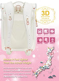 IwaiLoft Ransel Randoseru Backpack Automatic Satchel Japanese School Bag Cherry Blossom Sakura Embroidery PU Bookbag for Girls (White)