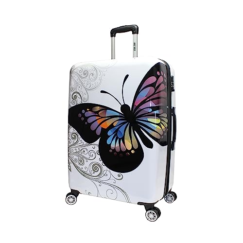World Traveler VentureX Medium Checked Luggage, Hardshell Suitcase With Spinner Wheels - Butterfly