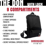 DIME BAGS Lockable Sling Backpack with Odor Sealing Carbon Lining, Scent & Spill Proof Crossbody Bag with 3-Digit Combo Lock, Water-Resistant Exterior, Adjustable Strap & Hidden Pocket (Black)