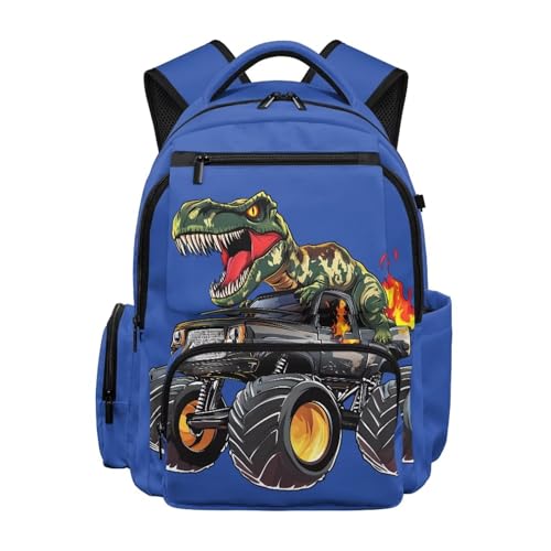 YEXIATODO Chariot Dinosaur Backpacks for Boys Cool Dinosaurs Bookbag Zip up Schookbag Elementary Student Backpack Large Capacity School Bags Protable Primary School Daypack with Side Pockets