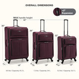 U.S. Traveler Anzio Softside Expandable Luggage with Spinner Wheels, Burgundy, 3-Piece Set (22/26/30)