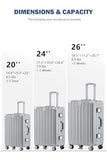 HotWay 26 Inch Aluminum Frame Luggage with Spinner Wheels, PC Hard Shell Suitcase with Cup Holder, Zipperless Luggage for Business Travel, Silver