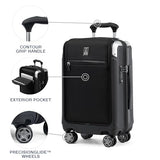 Travelpro Platinum Elite Hardside Expandable Carry on Luggage, 8 Wheel Spinner, TSA Lock, Hard Shell Polycarbonate Suitcase, Shadow Black, Compact Carry on Laptop Pocket 20-Inch