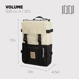 Topo Designs Rover Pack Classic Backpack - Daily Daypack for Commutes, Day Trips, Hikes, Iconic Denver Design, PFAS-Free, Fair Trade (Bone White/Black)